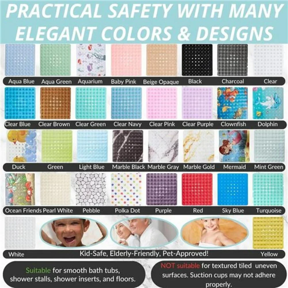 Large Non Slip Bath Mat 40x16 Anti Slip Shower Tub Mat for Bathroom Safety
